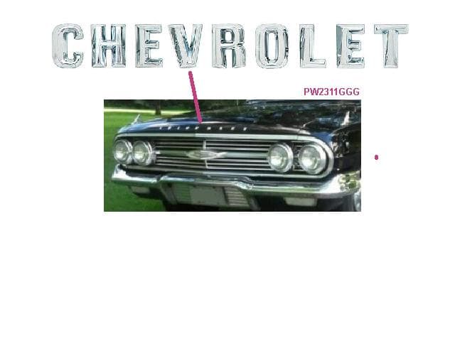 60 Chev Bel Air Impala Hood "CHEVROLET" Letters Set